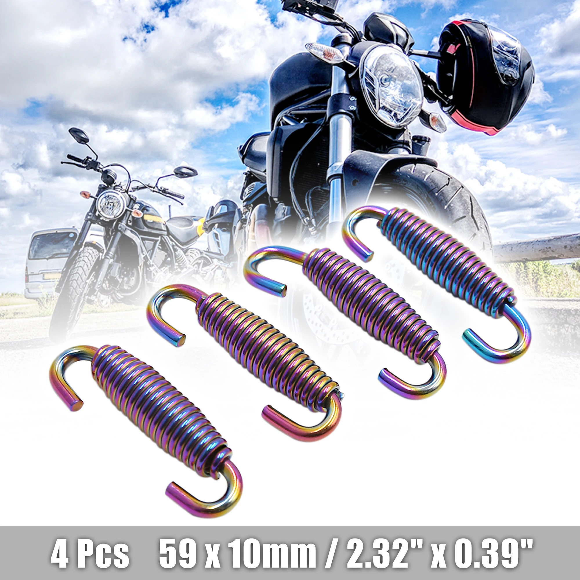 Uxcell 4pcs Stainless Steel Colorful Swivel Motorcycle Exhaust Pipe Springs