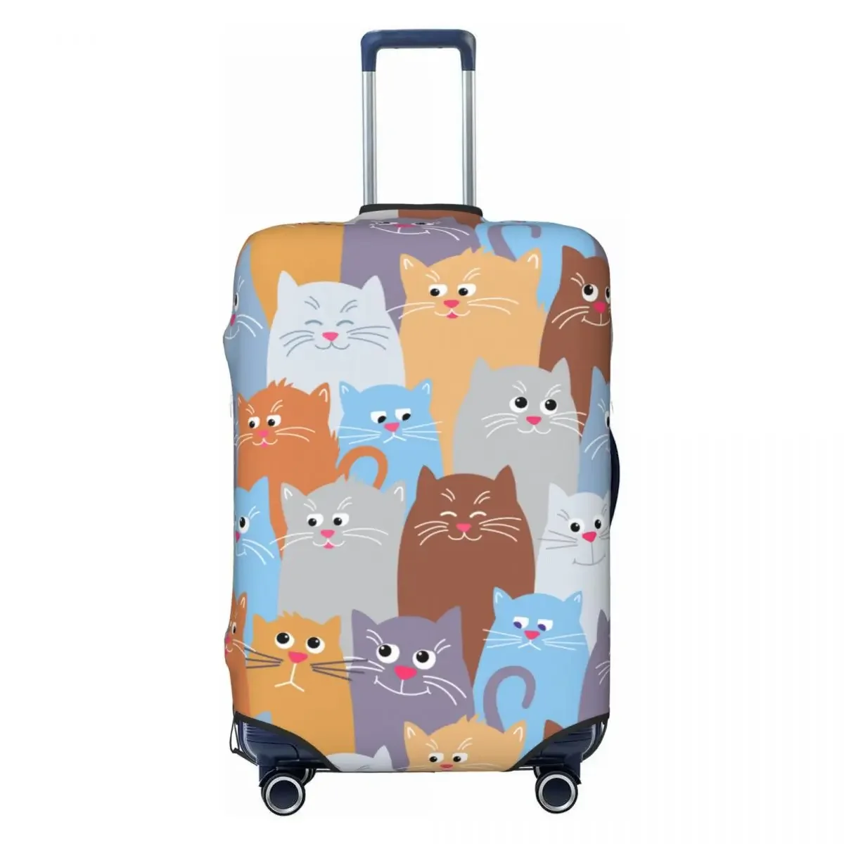 Cat Pattern Suitcase Cover Colorful Funny Animal Flight Cruise Trip Elastic Luggage Supplies Protection