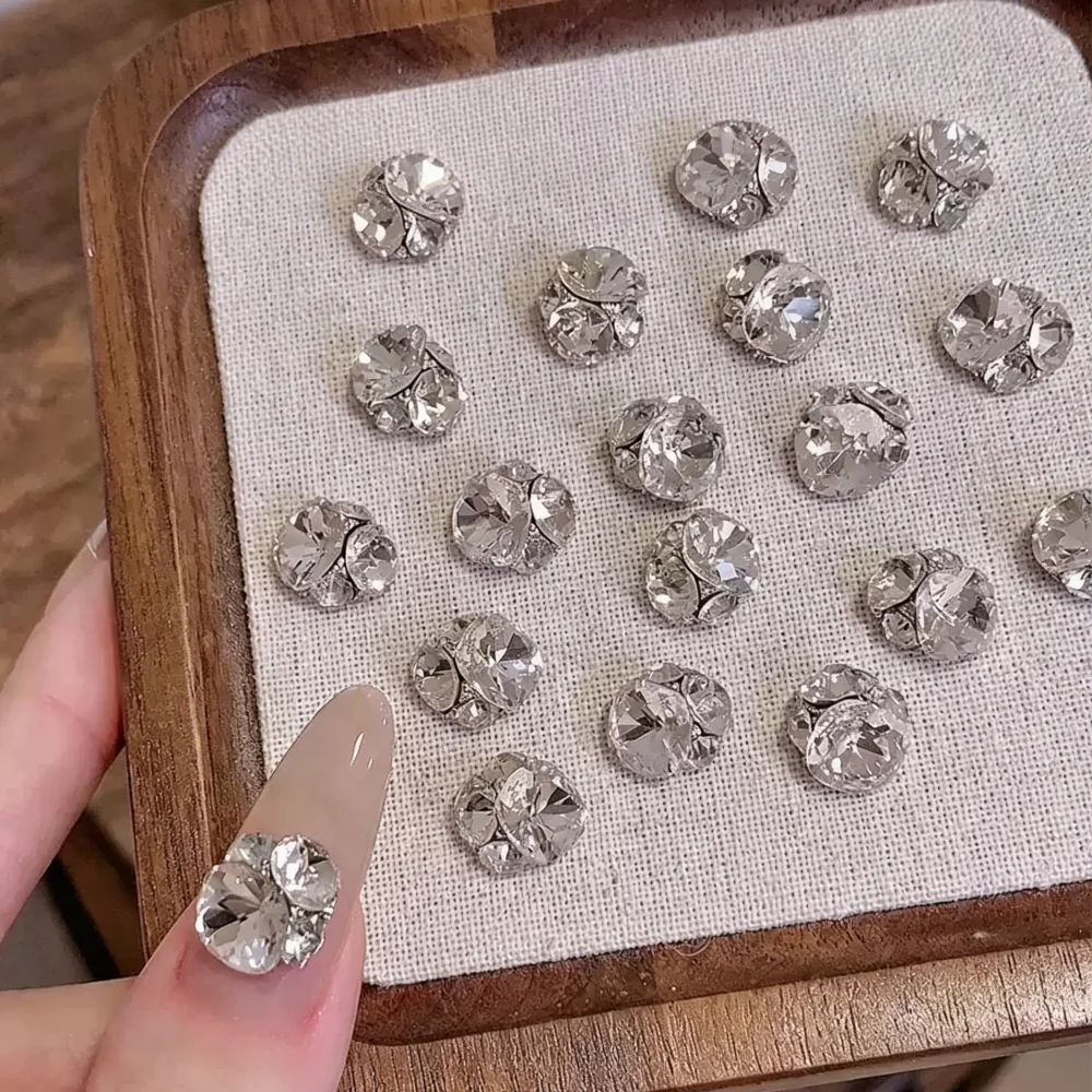 10pcs High Quality Clear Fat Square Nail Rhinestone Super Sparkle Crystal Cluster Nail Ornaments 3D Shiny Diamond Decor for Nail