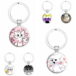 Boykisser Cat Meme Keychain Kawaii Funny Pink Silly Cats Glass Cabochon Keyring Bag Car Key Chain Friends Gifts