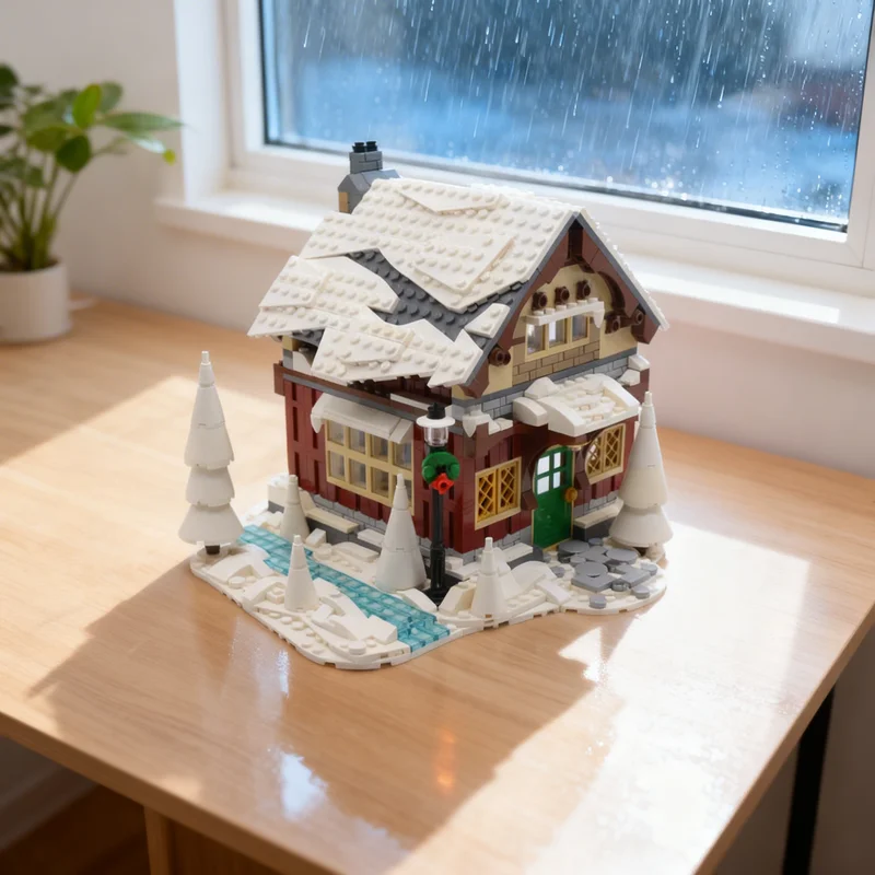 

988pcs MOC Winter Village Snowy Cabin Seasonal Model Building Christmas Gifts Blocks Architecture Toys DIY Creative Idea Brick