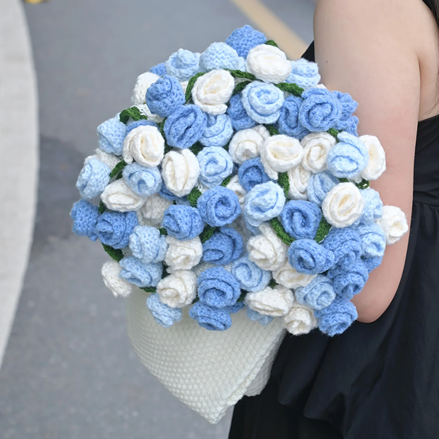 

Блакитный букет роз, шаль, шарф, одеяло, тканое цветочное одеяло, вязаный подарок на день рождения для женщин