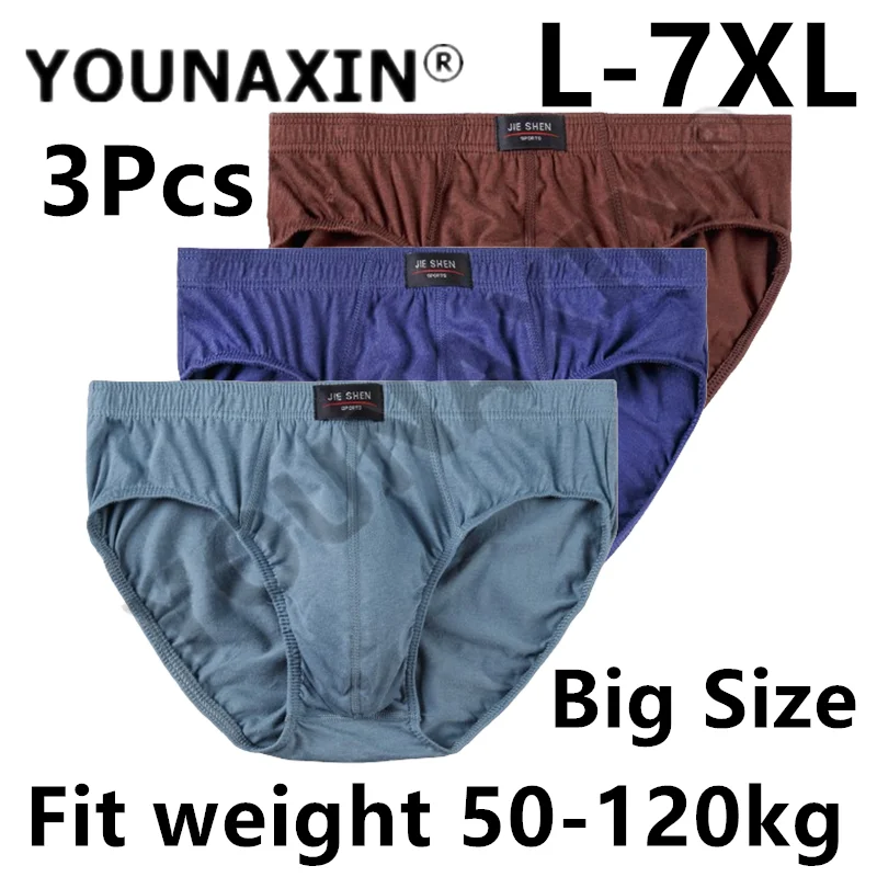 

3 Pcs Men Big Size Cotton Briefs Knickers Panties Pant Middle-aged And Elderly Underwear Undies L XL 2XL 3XL 4XL 5XL 6XL 7XL