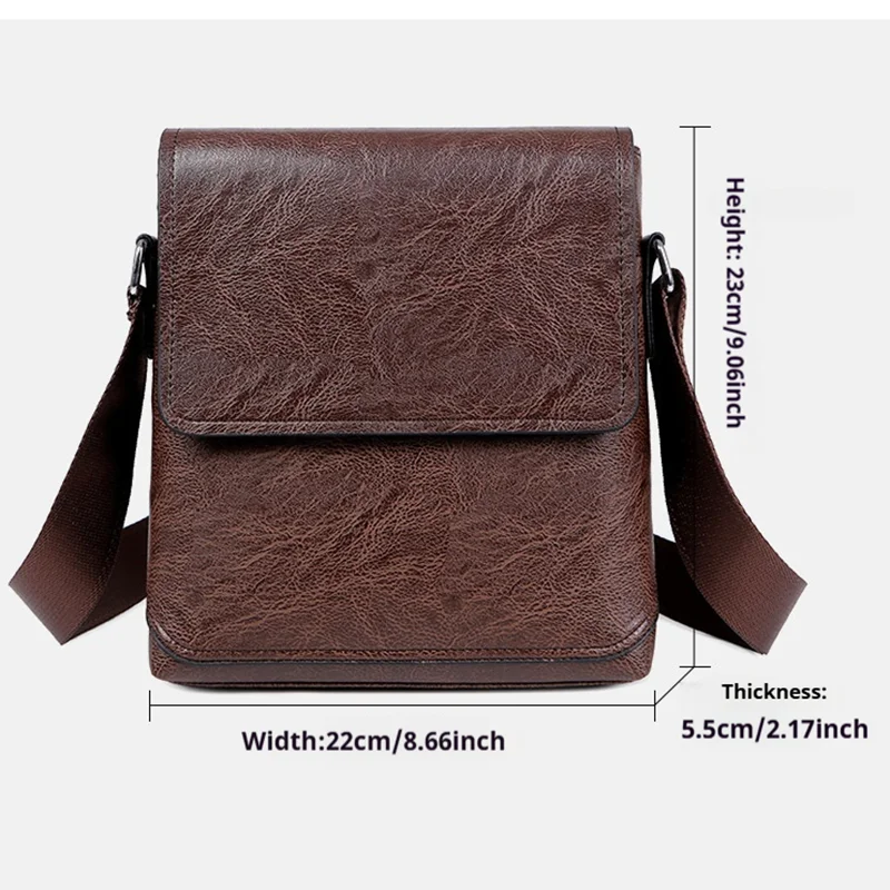 Men'S Fashion Shoulder Bag Crossbody Bag Tide Gift For Husband Leisure Simple Retro With Flap Leather Waterproof Men'S Bag image 2