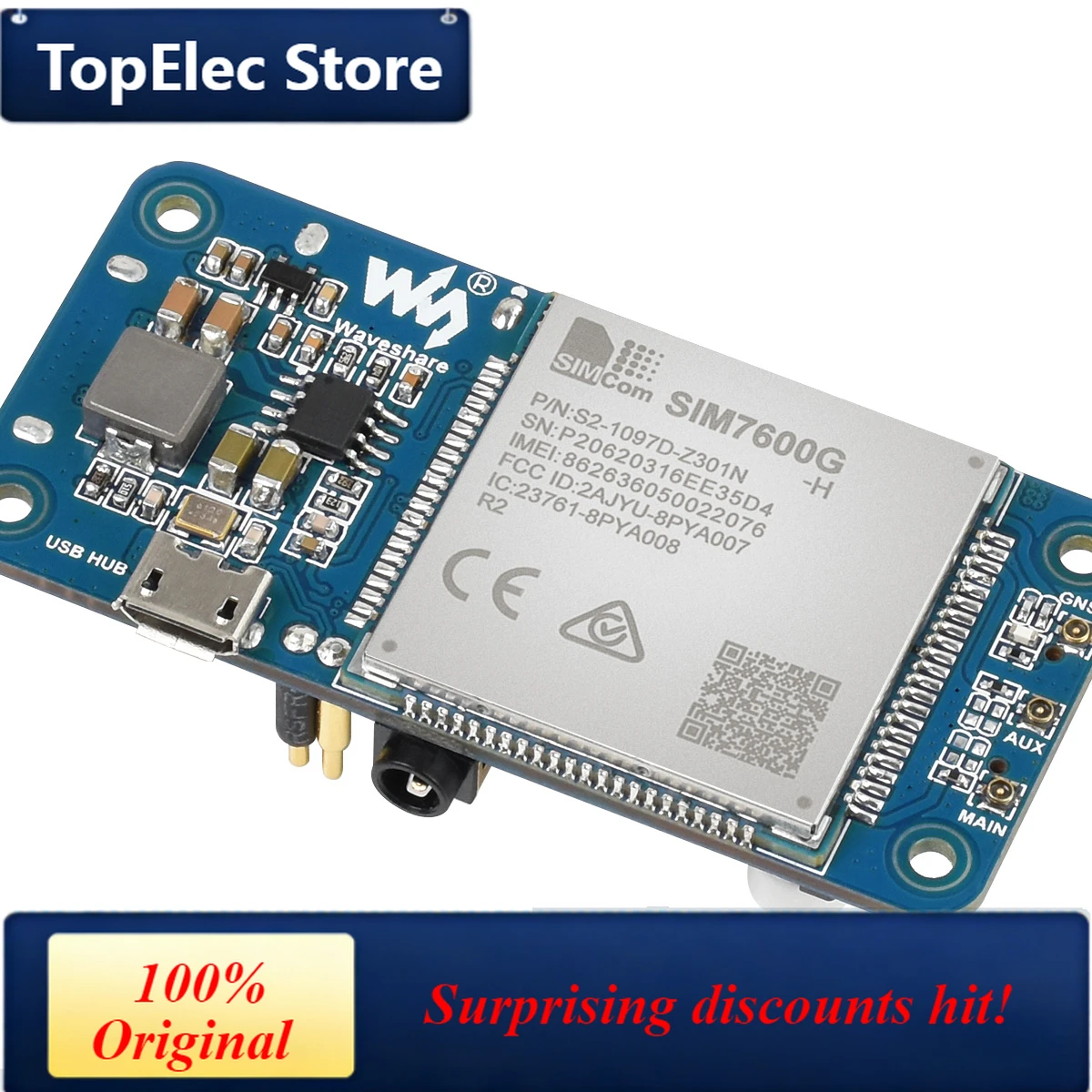 TopElec Waveshare SIM7600G-H 4G HAT (B) for Raspberry Pi