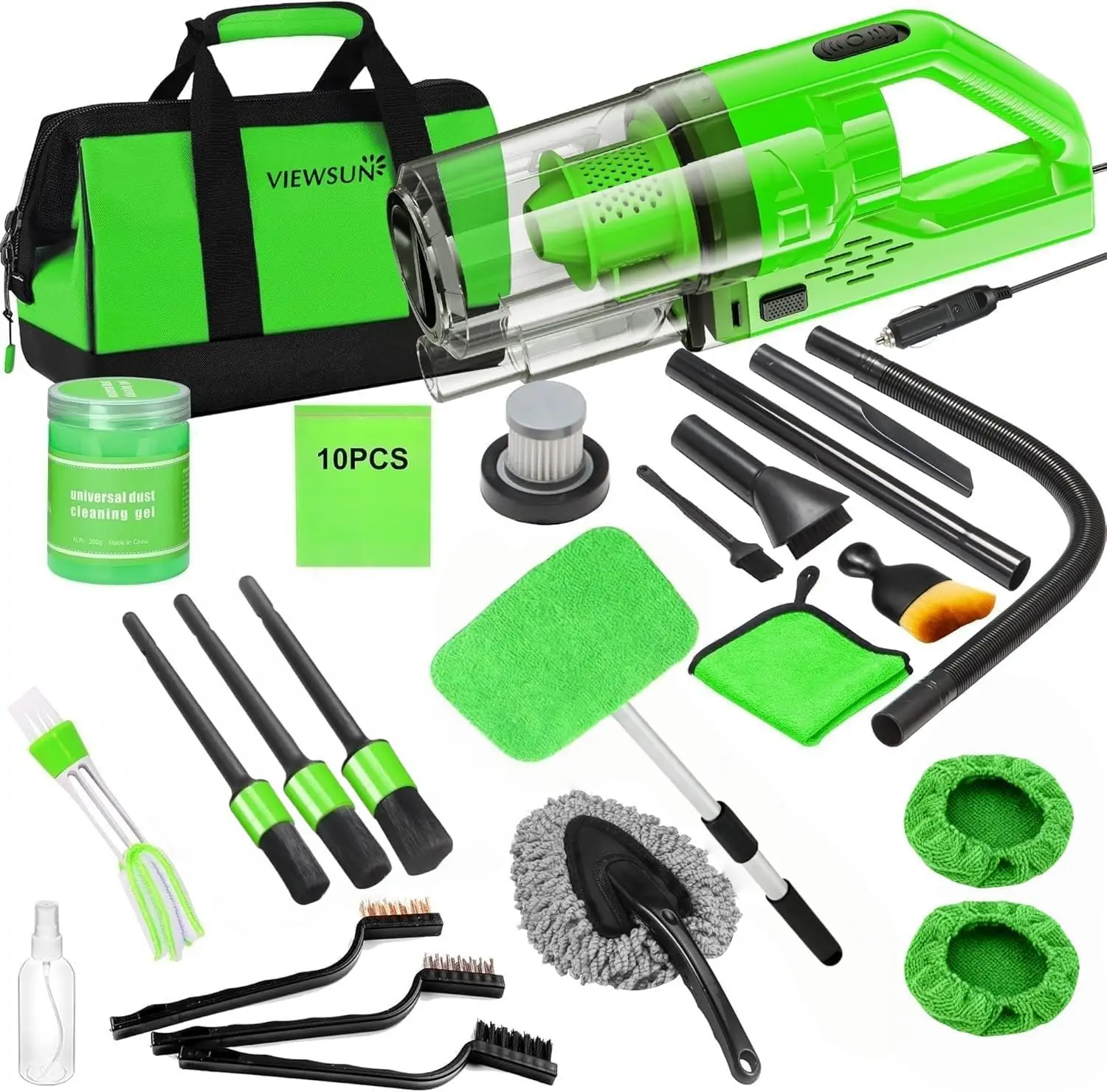 

21Pcs Car Cleaning Kit with High Power Vacuum, Wash Mop, Bucket, Brush Set, Windshield Cleaner for Interior Exterior