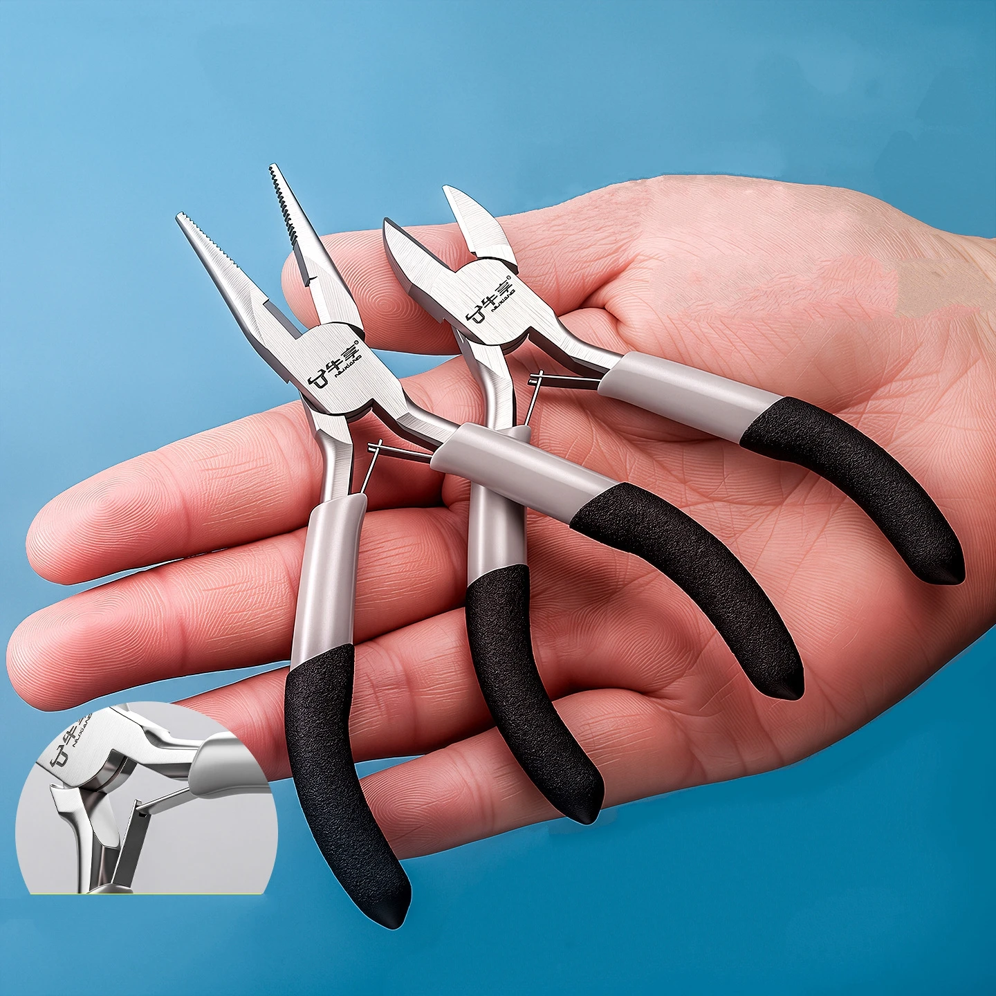 Mini Multifuncational Plier Pointed Round Bent Needle Nose Cutter Oblique Mouth Pliers Flat Mouth Wire Binding Jewelry Plier Set