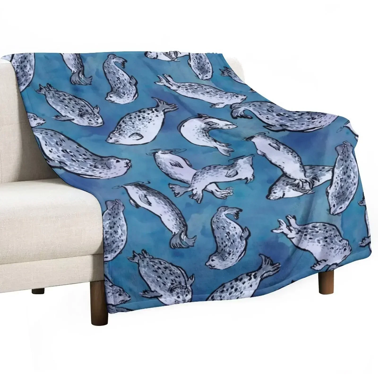 Harbor Seal Pattern Throw Blanket Soft Plaid Polar Tourist Bed covers Designers heavy to sleep Blankets