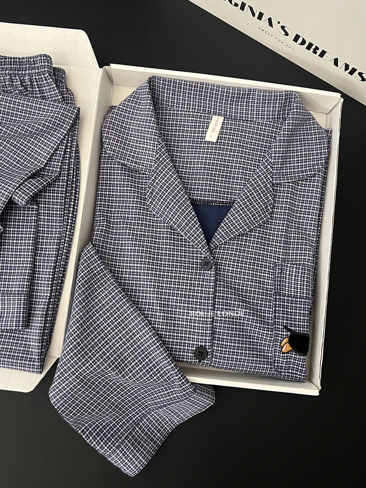 

Комплект домашней одежды из чистого хлопка с длинными рукавами для женщин, осенне-зимний, в подарочной коробке, можно носить на улице, бренд Rouje Londe