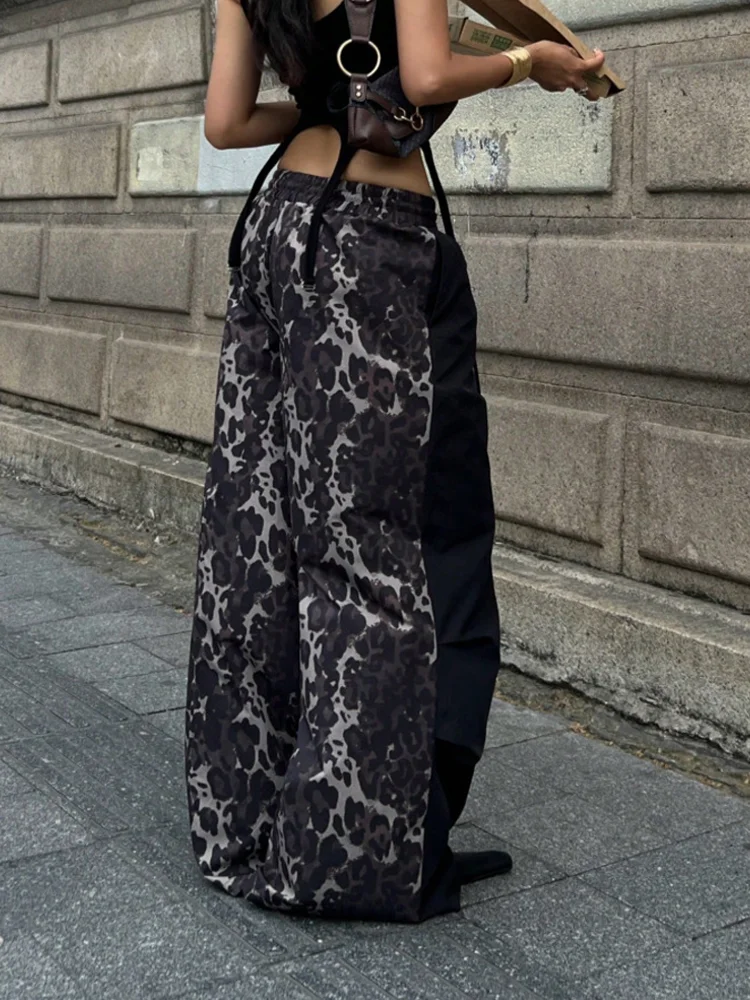 Y2K Camo Sweatpants Unisex High Waist Wide Leg Pants Hip Hop Harajuku Joggers Drawstring Loose Casual Aesthetic Trousers