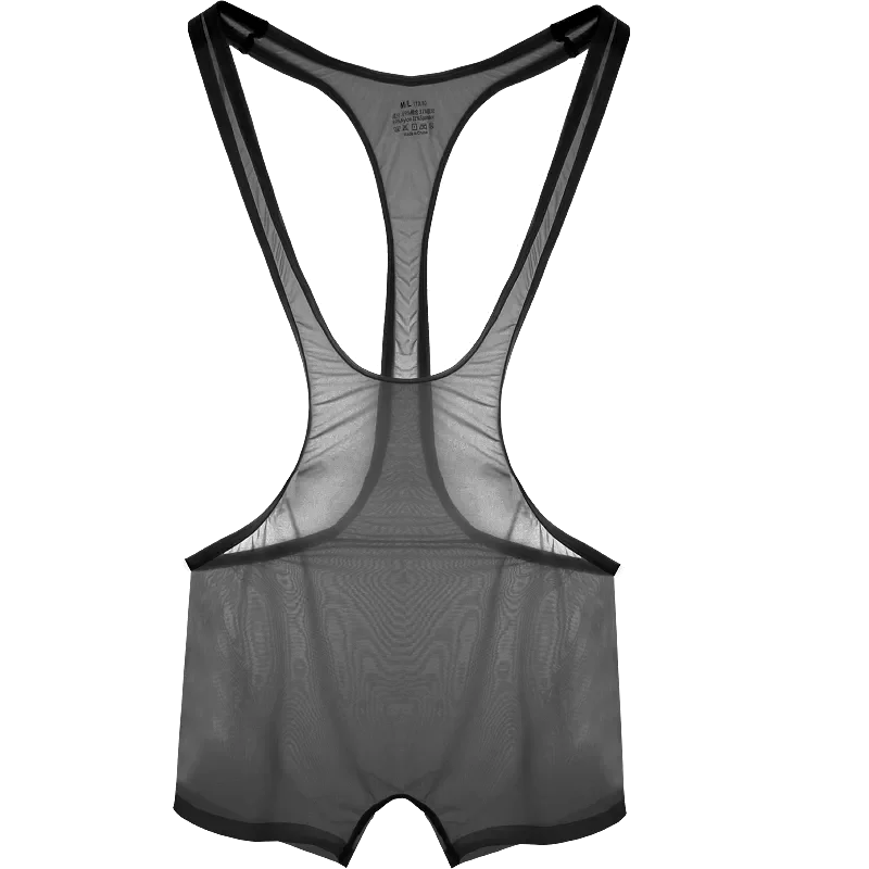 jumpsuit ultra-thin transparent tight boxer shorts ice silk men's I-shaped vest chest Shapewear  A858