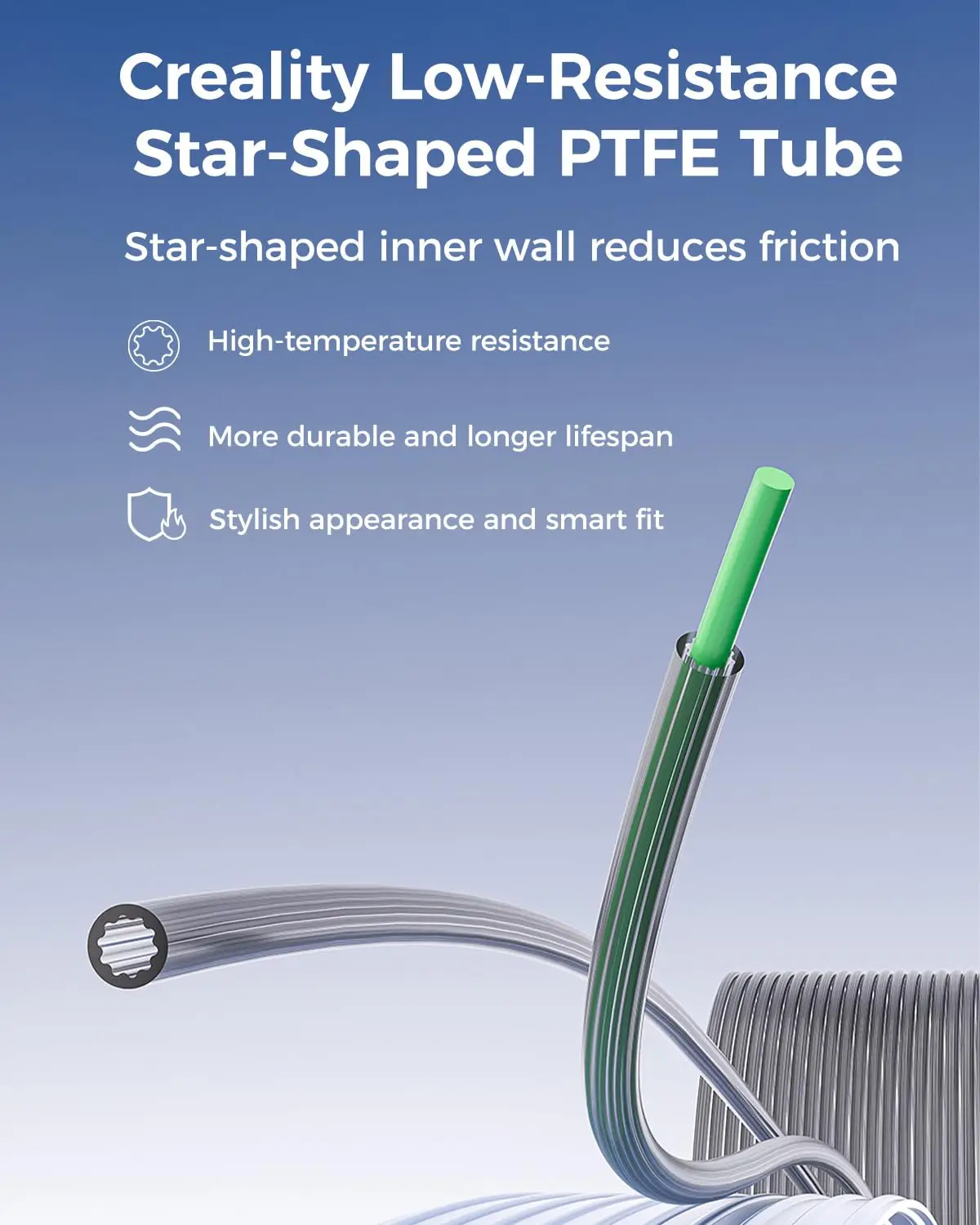Upgraded Low-Resistance Star Shaped Materials PTFE Tube4mm OD Teflonto Ultra-Smooth Flow DIY 3D PrinterFor BambuLab AMS Creality