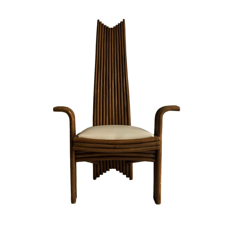 

Modern retro solid wood dining chair high back light luxury home office hotel living room leisure