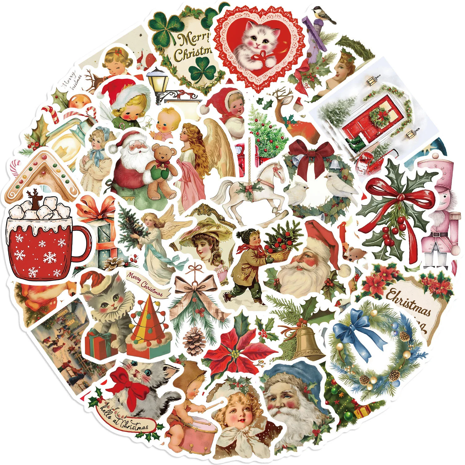 

10/50pcs Cute Vintage Santa Claus Christmas Cartoon Stickers Laptop Phone Snowboard Luggage Fridge DIY Kid Toy Sticker Decals