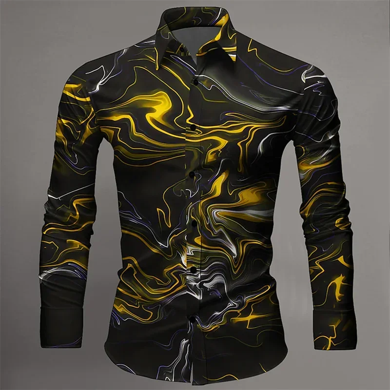 2026 Men's Tops Suit Lapel Splash Paint Shirt Fashion Men's Luxury Casual Sports Light Comfort Soft Diamond Square Dark Design