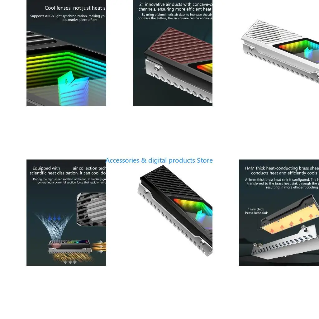 77JD Aluminum Alloy SSD Radiators Large Fan and ARGB Lighting for Efficient Cooling
