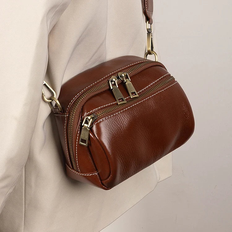 

Top Layer Cowhide Leather Faionable Women's Small Bag Multi-carent High-End Sensation Single oulder Slant Cross Bag