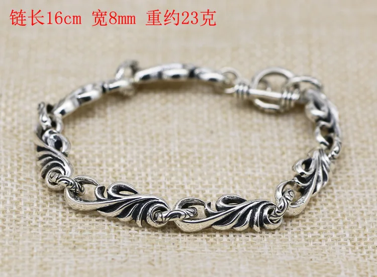 925 sterling silver vine bracelet, slim and fashionable retro Chinese style, simple and personalized fashion accessory for male