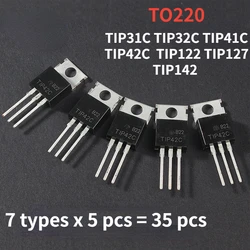 35PCS Transistor Set TO-220 TIP31C TIP32C TIP41C TIP42C TIP122 TIP127 TIP142 PNP NPN Transistors Kit