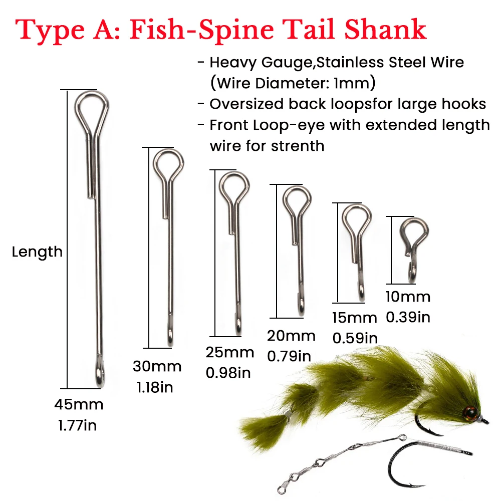 ICERIO 20/30 Stück Edelstahl Gelenkige Fischgräten Mehrteilige Streamer Fliegenbindematerialien 10-55mm Größen Salzwasser Finesse Changer – Detail 2