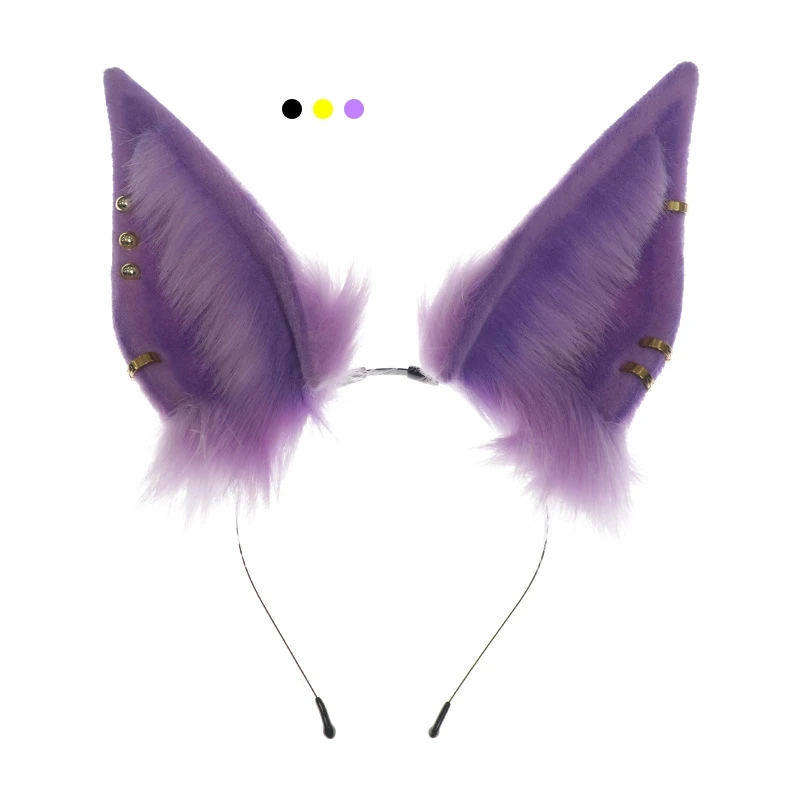Purple Cute Plush Beast Ears Headband Anime Cosplay Props Party Costume Accessories 3 Colors