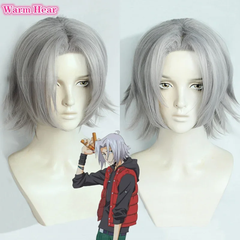 Gokudera Hayato Wig Anime Cosplay Wig Short Silver Gray Center Part Heat Resistant Hair Halloween Wigs Wig Cap