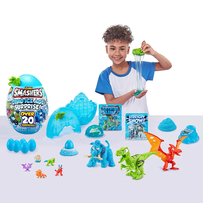 Zuru Smashers Dino Ice Age Series Surprise Egg Over 20 Surprises Mammoth Tyrannosaurus rex pterodactyl Surprise Toys for Boys