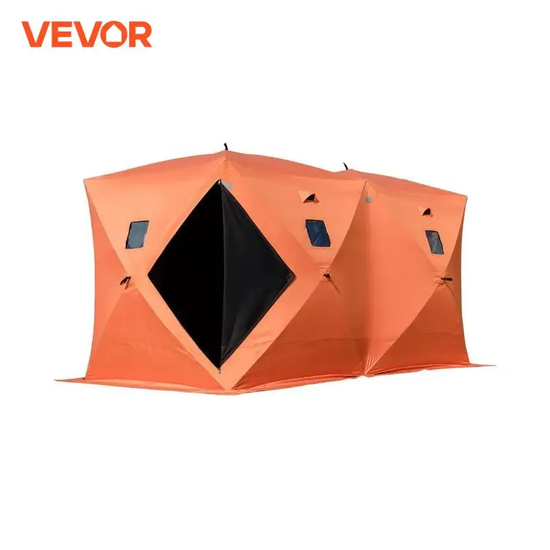 VEVOR 8-Person Ice Fishing Tent Warm Awning Pop-Up Oxford Fabric Waterproof Windproof Canopy for Winter Fishing Camping Hiking