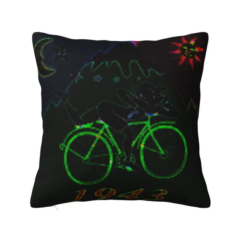 Bicycle Day Psychedelic Vision LSD Cushion Cover Polyester Acid Blotter Party Pillow for Sofa Square Pillowcase Home Decorative