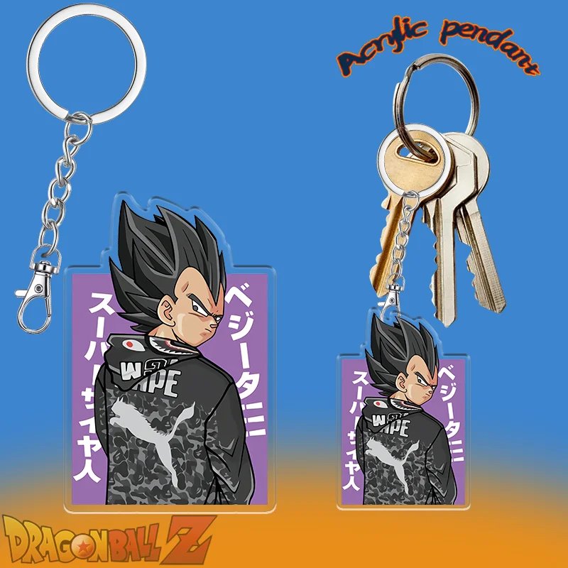 Llavero de acrílico de 6 cm con diseño de dibujos animados de Son Goku, decoración para mochila, Vegeta IV, Anime Dragon Ball, llavero, regalos de cumpleaños para amigos