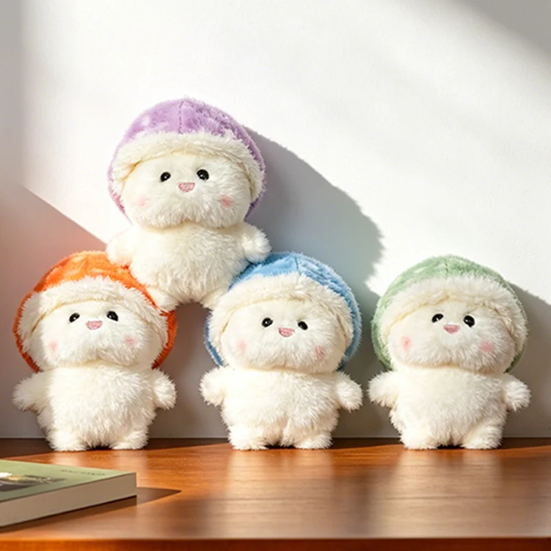 Fluffy Mushroom Stuffed Animal Purple Blue Orange Hat Choices Removable Cap Chick Plush Doll 13cm Bedroom Decor Holiday Gift