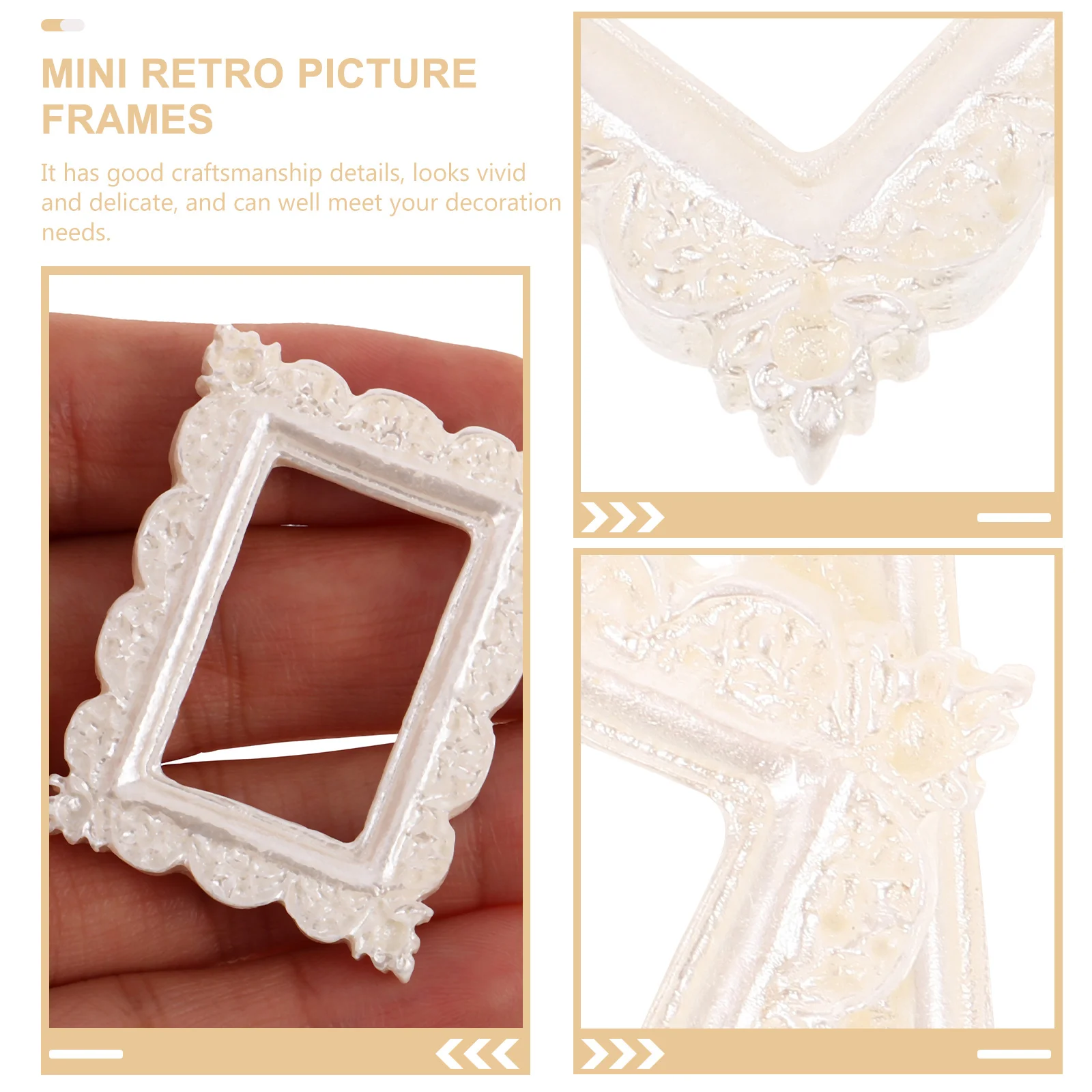 10 Pcs Photo Frame Ornaments Romantic Frames Mini Resin Picture House Miniature Small for DIY Crafts Making