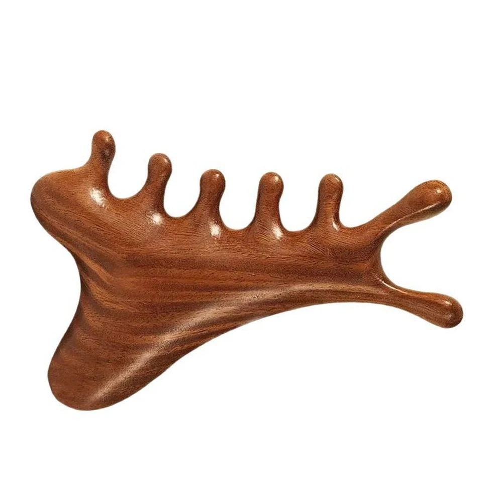 Natural Sandalwood 4 in 1 Comb for Scalp Therapy Gua Sha Massage Hair Detangling and Relaxation Lightweight Travel Friendly