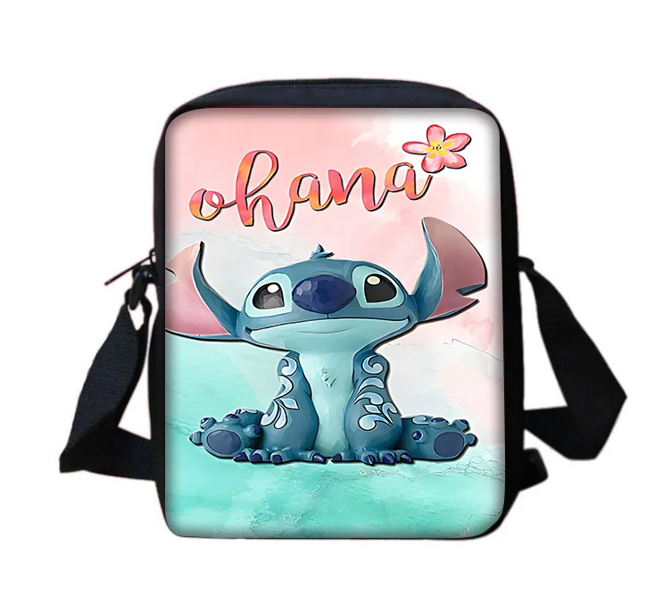 Disney Stitch-Bolso de hombro con estampado de Anime para niño y niña, bandolera informal para hombre y mujer, bolsa para teléfono, bolsa de compras