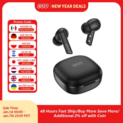Imagen 1 del producto QCY HT05 ANC Auricular inalámbrico 40dB Cancelación de ruido Bluetooth 5.2 Auricular 6 Mic ENC HD Llamada TWS Auriculares Modo de transparencia
