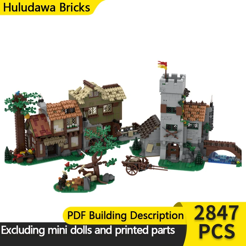 

Medieval Castle Model MOC Building Bricks Rock Brick Castle Outpost Modular Technology Children Holiday Gifts Assemble Toys Suit