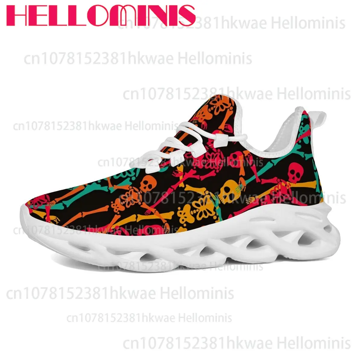 Halloween Skeleton Colorful Print Low Top Trendy Casual Sneakers High Quality Men Women Unisex Lightweight Sports Shoes Gift