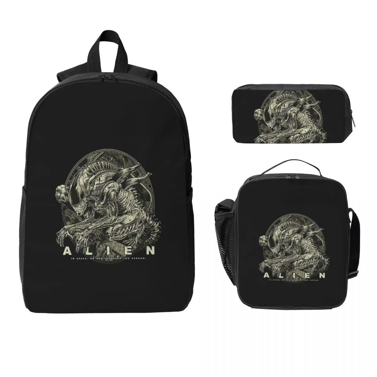 

Xenomorph Alien Backpack Student Boys Girls BookBag School Bag Laptop Shoulder Bags 3ps Insulated Lunch Bag Pencil Case