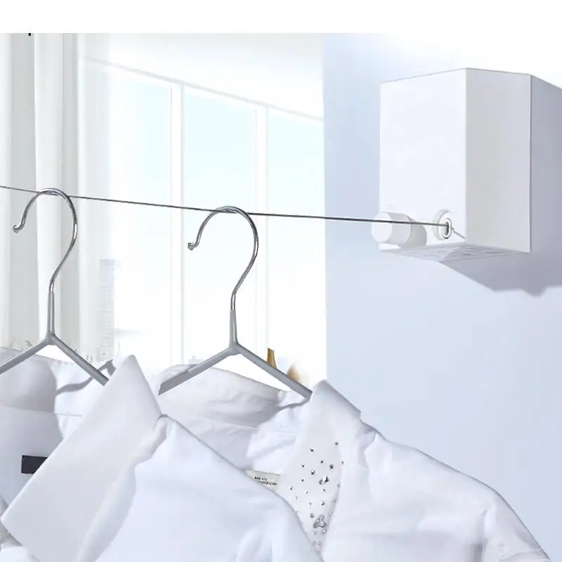 

Household Storage Tools Retractable Clothes Drying Rack Rope Clothesline Heavy Duty Portable Dryer with Steel