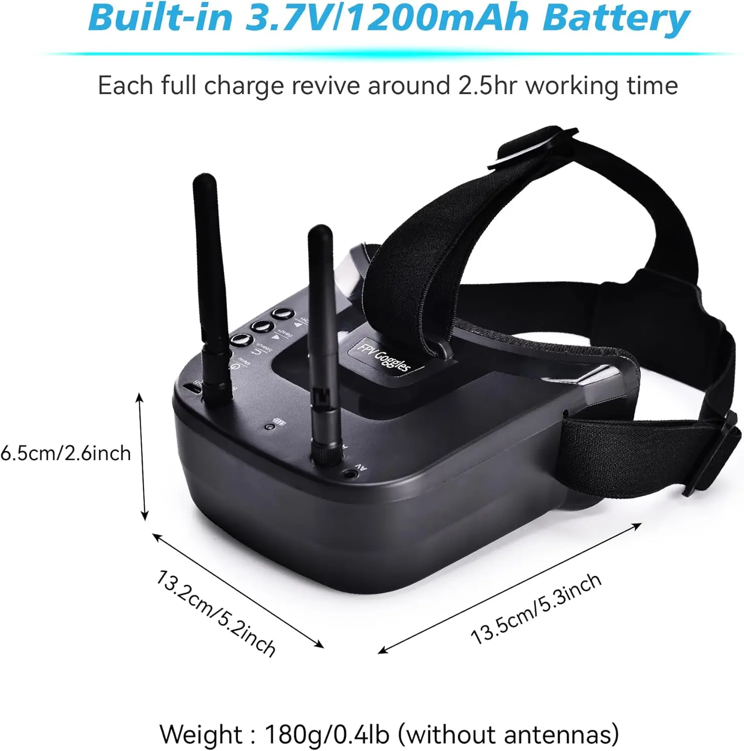 FPV Goggles 5.8G with 3 Inch Screen Antennas Built-in Battery Video Headset for Analog FPV Camera And Transmitter RC Airplanes