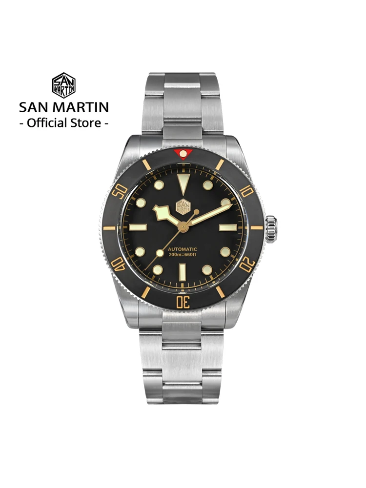 San Martin New 37mm BB54 Vintage Diver Watch NH35 Automatic Mechanical Men Wristwatches Sapphire Luminous Waterproof 200m SN0138