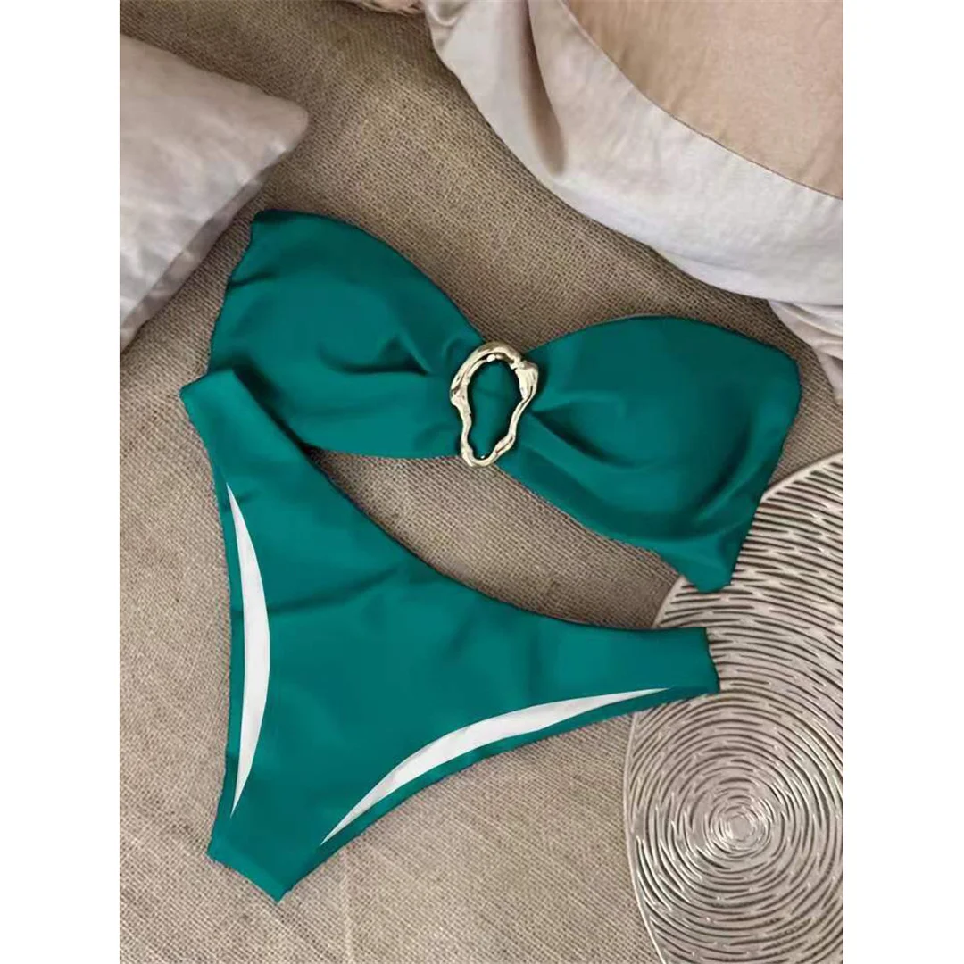 7 Farben Bandeau Metallring Brasilianischer Bikini Damen Badeanzug Frauen Bademode Zweiteiliger Bikini-Set Badeanzug Schwimmanzug V6516 – Detail 38