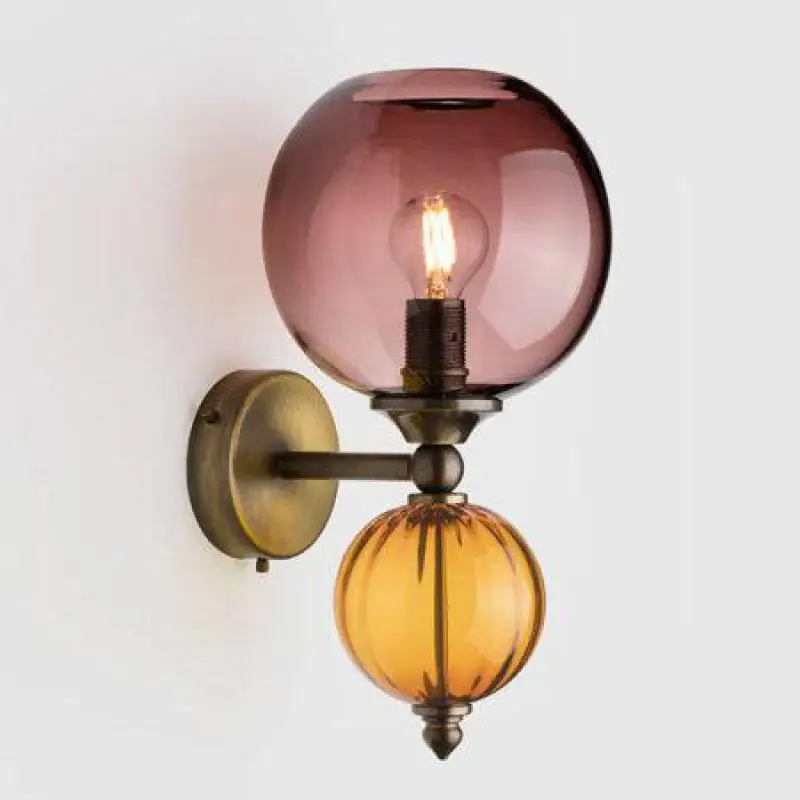 Italian Tiffany Stained Glass Wall Lamp for dining Room Blue orange green LED Wall fixture Brass Bathroom LED Mirror Front light
