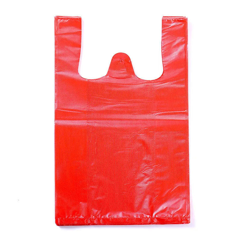 Sacchetto della spesa del regalo della drogheria del supermercato del sacchetto di plastica rosso 50pcs addensare con il sacchetto della maglia della maniglia sacchetto di immondizia pulito di stoccaggio della cucina