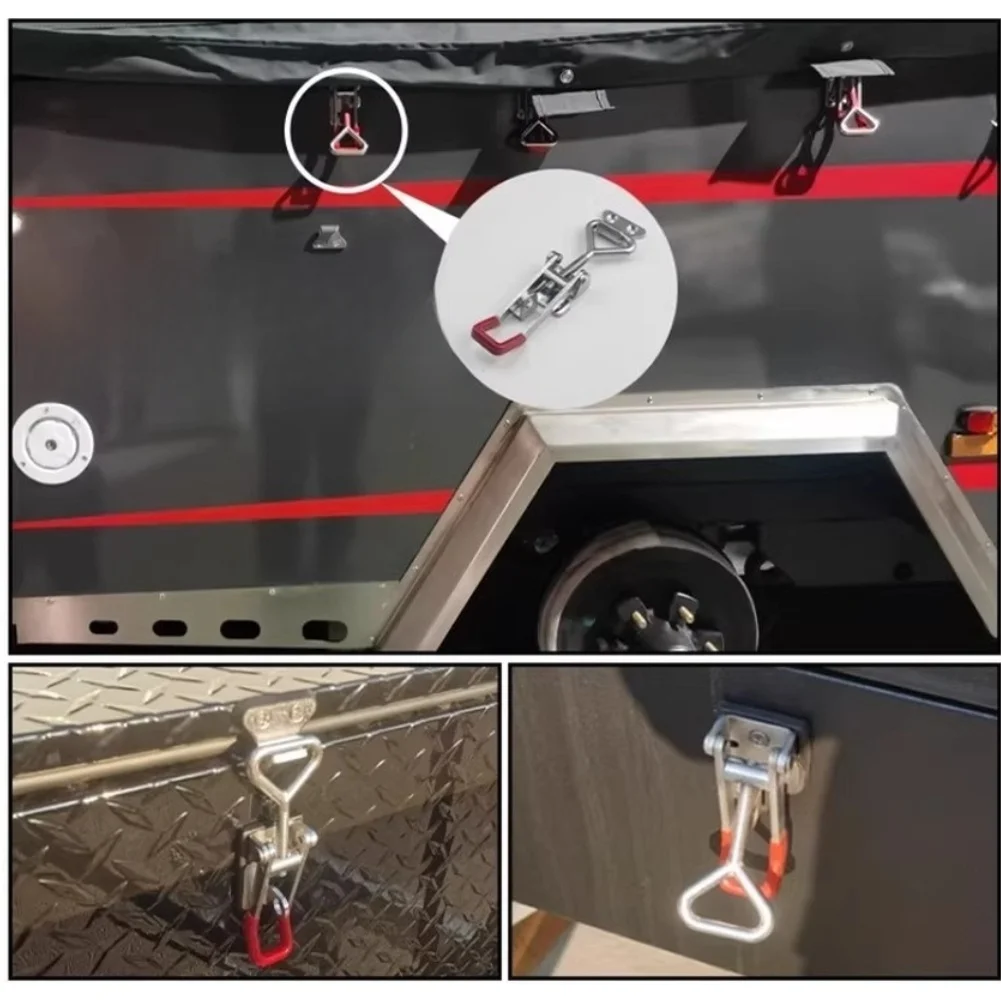 4Pcs Stainless Steel Fixture Lock Buckle Box Buckle Clamp Door Bolt Type Quick- Clamp Adjustable Buckle Lock Clamp Latch