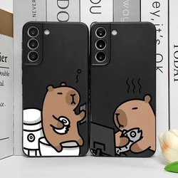 Cute Capybara Phone Case for Samsung Galaxy S22 S23 S24 S25 edge Ultra S20 Plus S21 FE 5G Soft Cover Funny Animal Couple Fundas