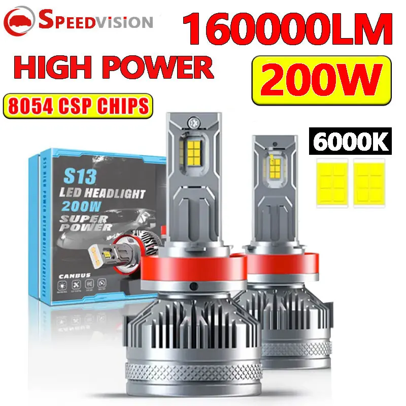 H4 LED K5C H7 160000LM 200W Canbus H3 H11 H8 12PCS  CSP H1 HB3 9005 9006 HB4 9012 HIR2 H9 6500K STG PTF Car Lamp Auto Headlamps