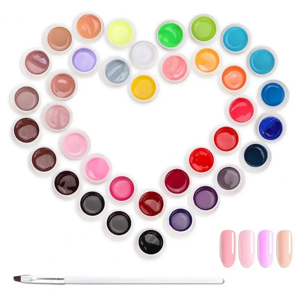 36 Color Nail Polish Nail Art Pigment Set UV Gel Builder Polish Solid Glue Extension Gel With One Nail Brush  Art Manicure