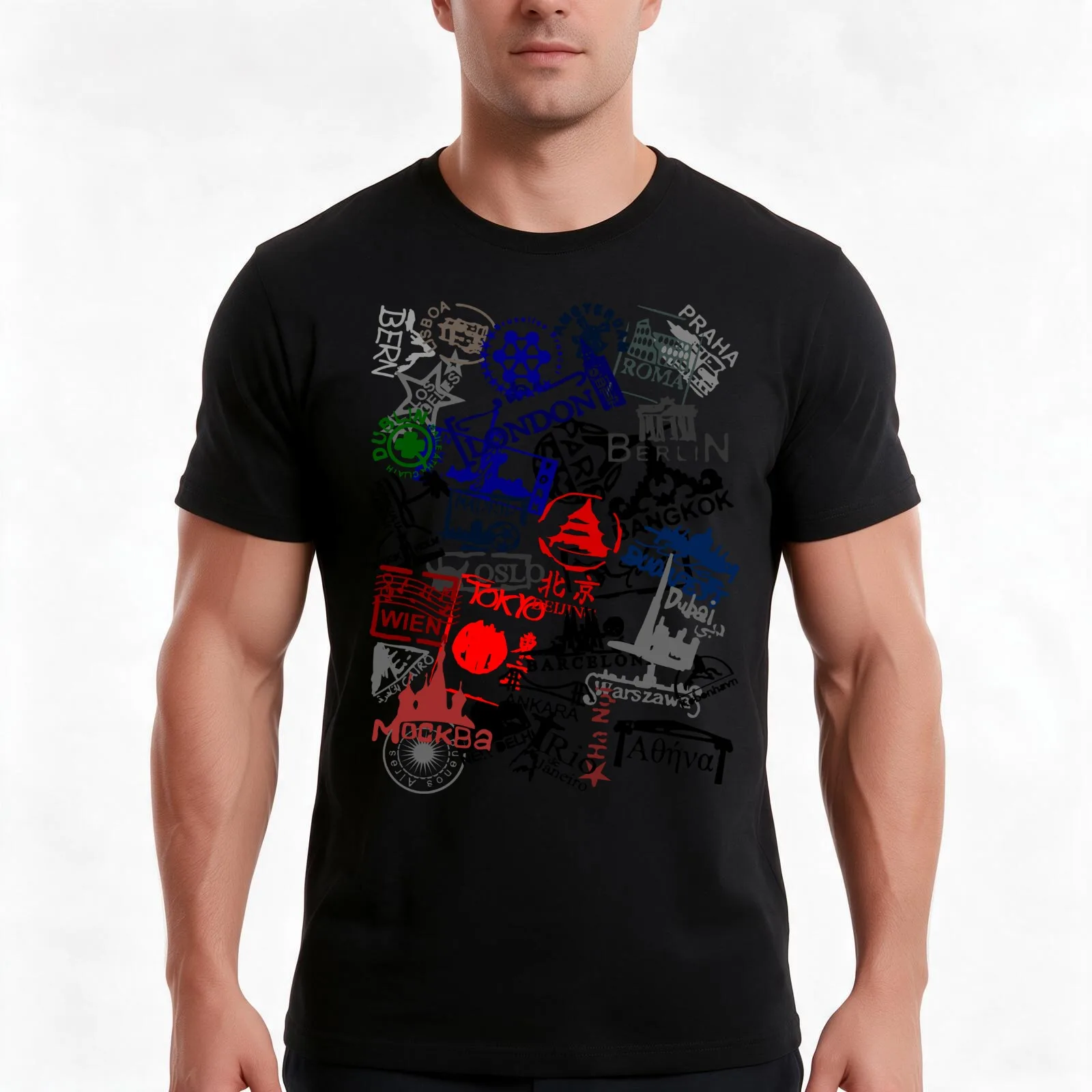 Travel Destination Passport Stamps T-Shirt, Summer Casual Cotton Tee, Oversized Streetwear Tops, Vintage Graphic Print