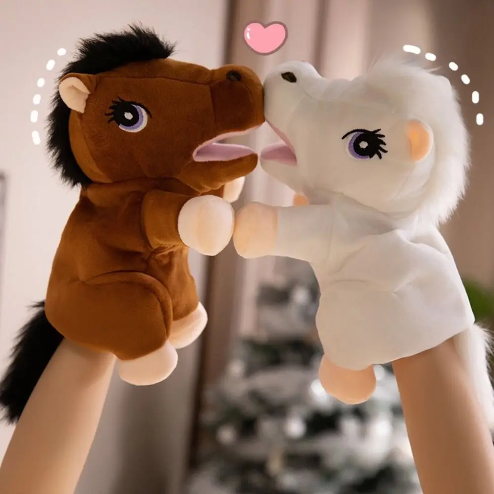Cheval Animal petit cheval marionnette Simulation conte de fées peluche cheval jouets doux éducation précoce main doigt histoire marionnette